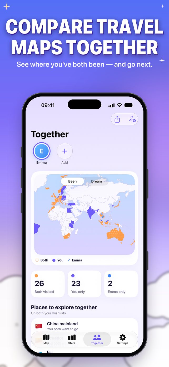 Together: a combined travel map with Emma