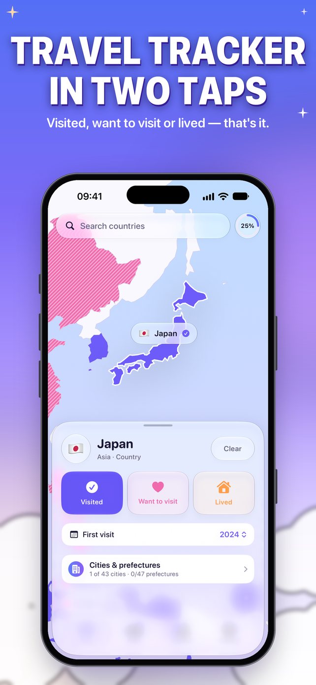 Japan marked as visited in Scratch Map